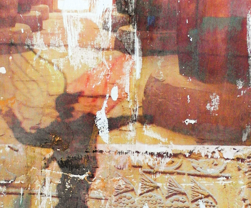 artwork mixed media collage egypt ancient art luxor architecture wall relief egyptien gods street life egyptian revolution image section