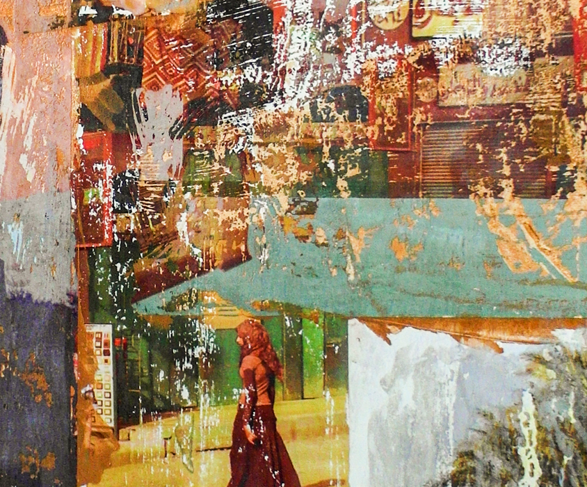 artwork mixed media collage egypt ancient art memnon thebes memphis architecture wall relief egyptien gods street life image section